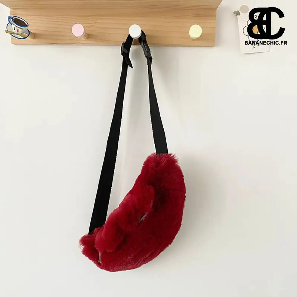 Sac bandoulière peluche gris oversize - red waist bag -