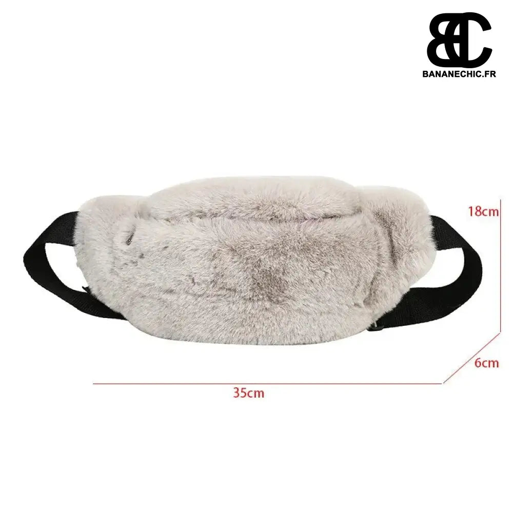 Sac bandoulière peluche gris oversize - banane - Banane Chic