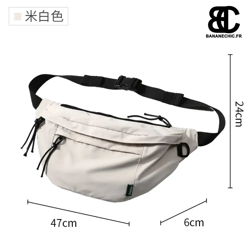 Sac bandoulière XXL noir en cuir - A-9.7inch IPad-W - banane