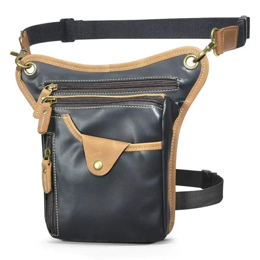 Sac jambe cuir moto homme - Noir - banane - Banane Chic ™