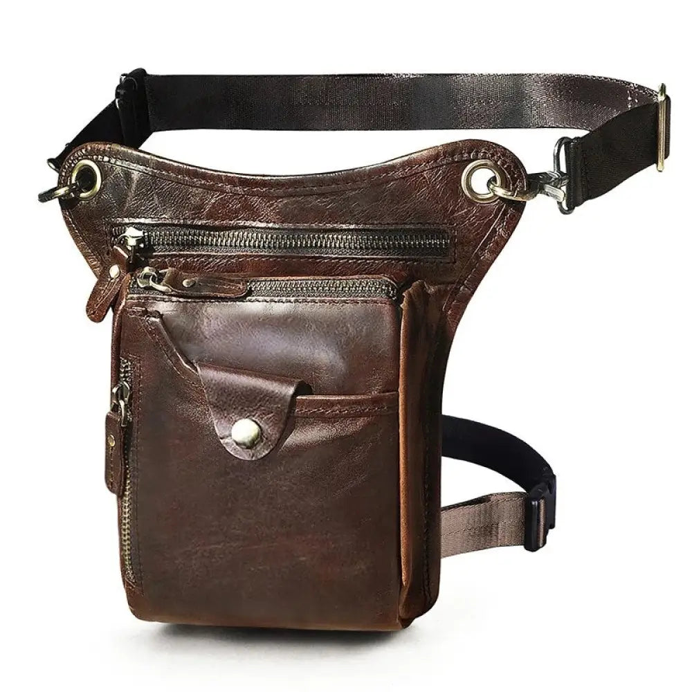 Sac jambe homme moto élégant - Noir - coffee - banane -