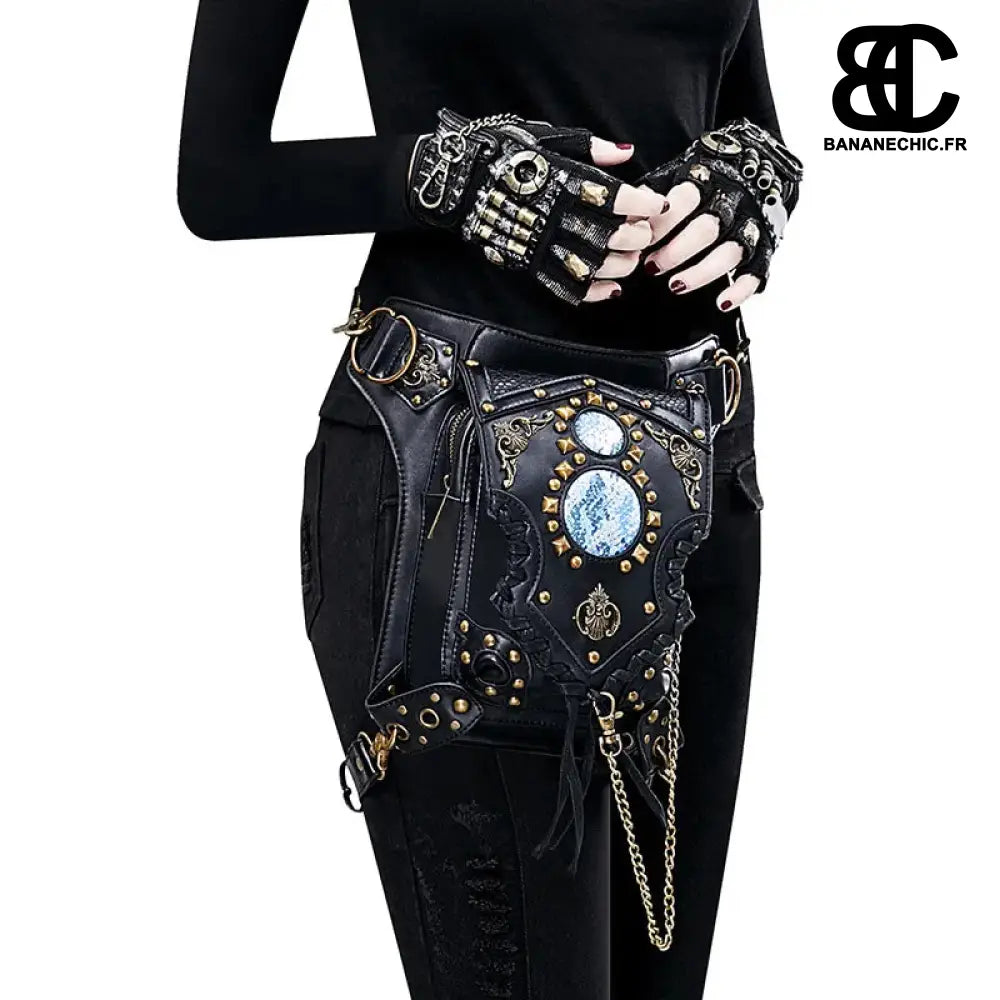 Sac jambe moto élégant femme noir - Noir - banane - Banane