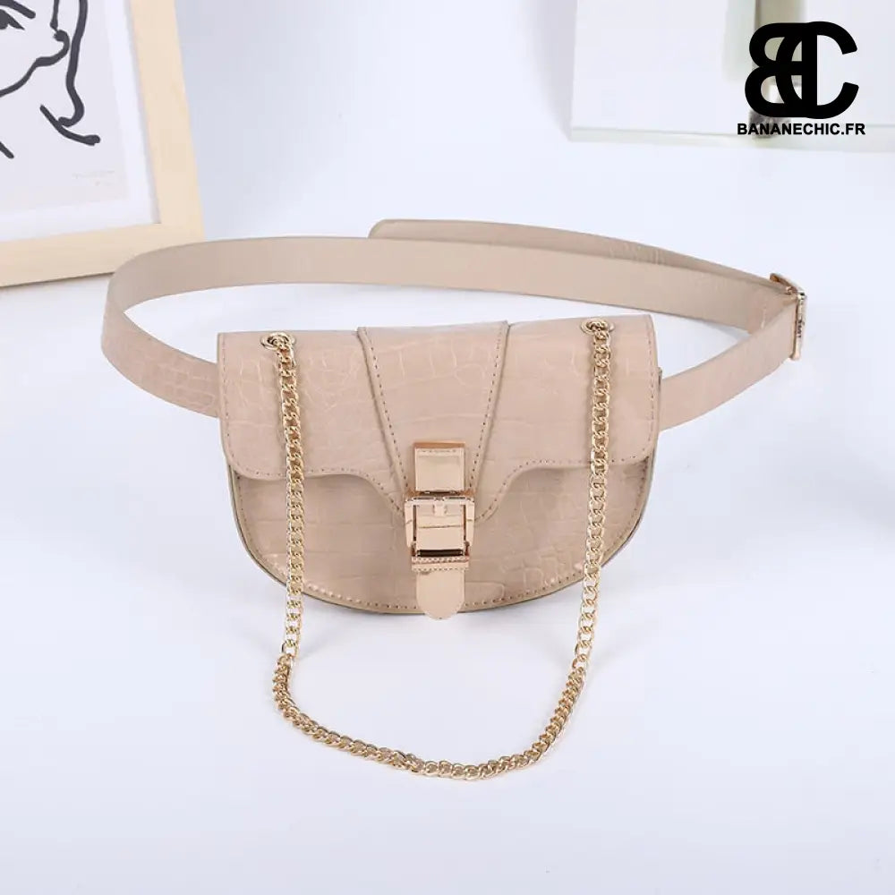 Sacoche chic cuir croco femme - Beige - banane - Banane Chic