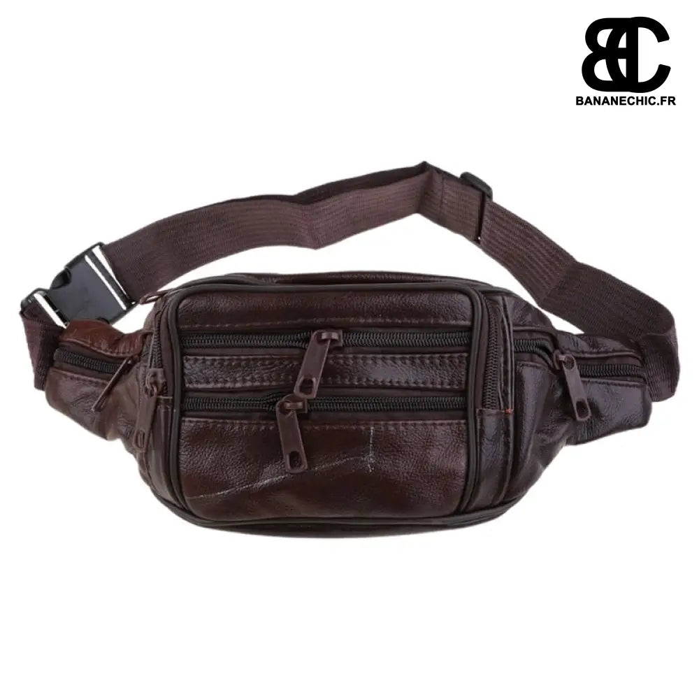 Sacoche vintage homme simili-cuir - Marron - Banane - Banane