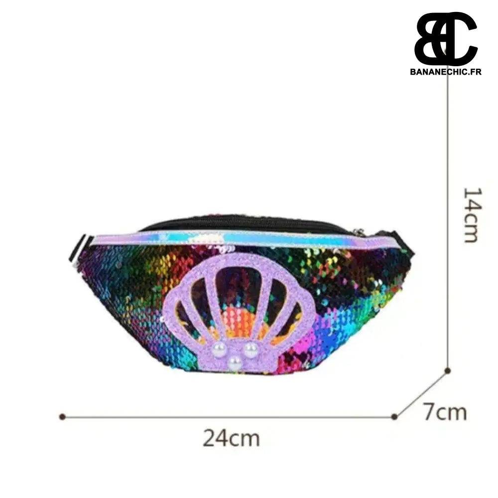 Sac banane argenté paillettes coquillage - Noir - banane -