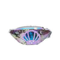 Sac banane argenté paillettes coquillage