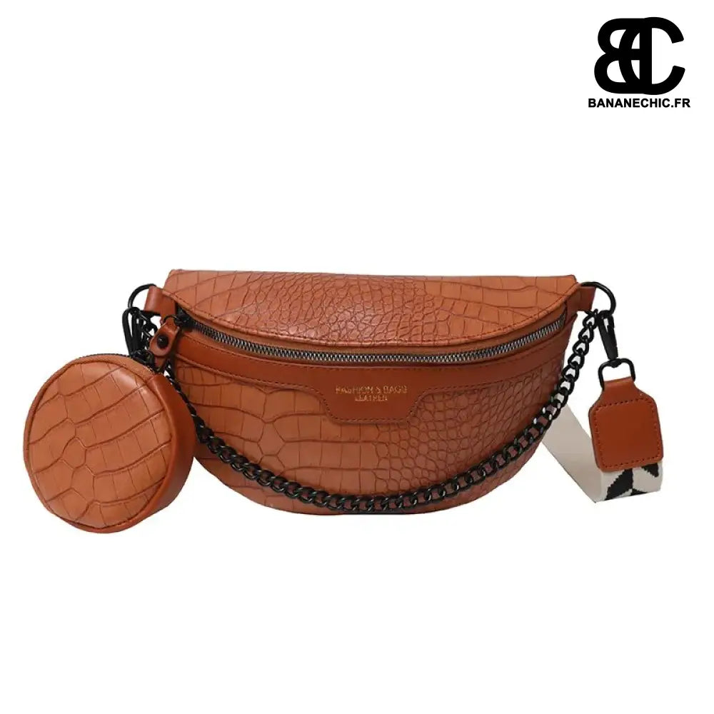 Sac banane bandoulière chic femme - Marron - Banane - Banane