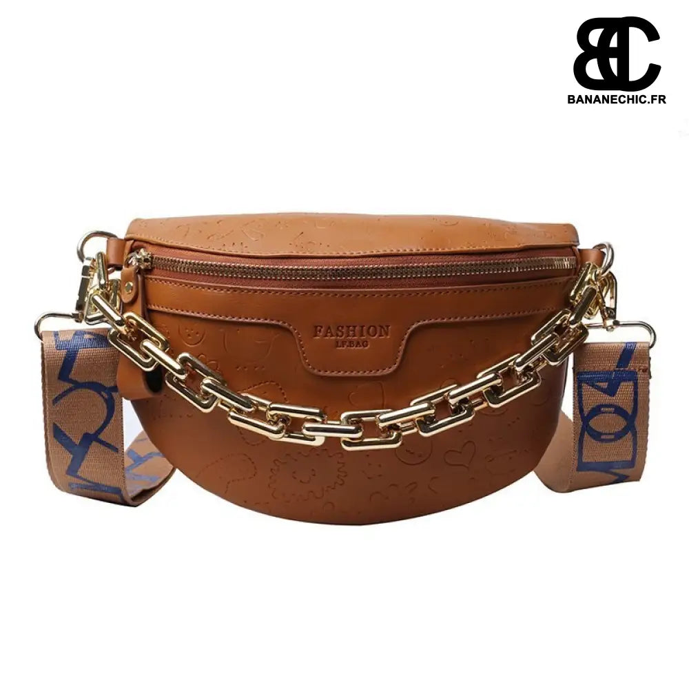 Sac Banane Blanc en Simili Cuir Femme - Marron - banane -