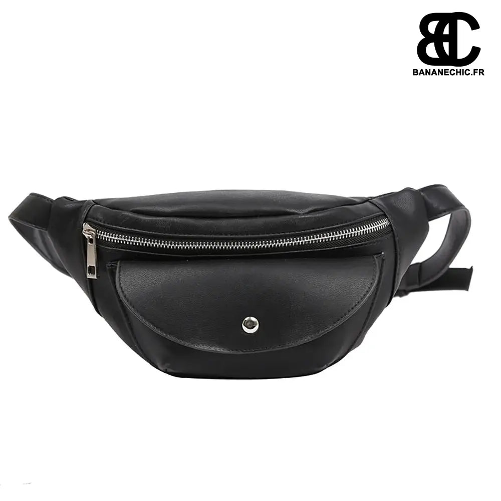 Sac banane blanche en cuir - Noir - Banane - Banane Chic ™