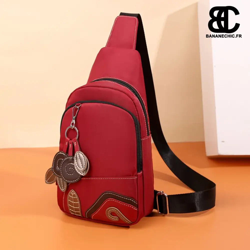 Sac Banane Bohème Bandoulière - Cuir - Rouge - banane -