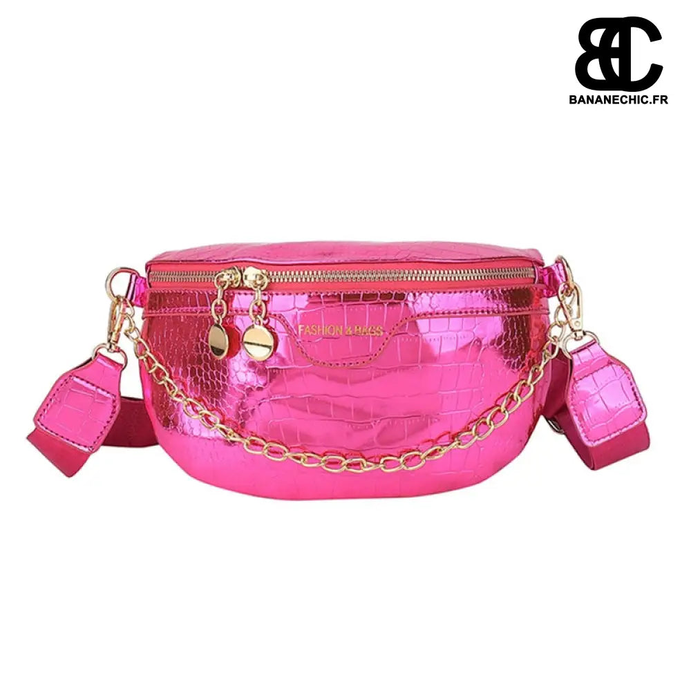 Sac banane brillant argenté fashion - Rose - Banane - Banane