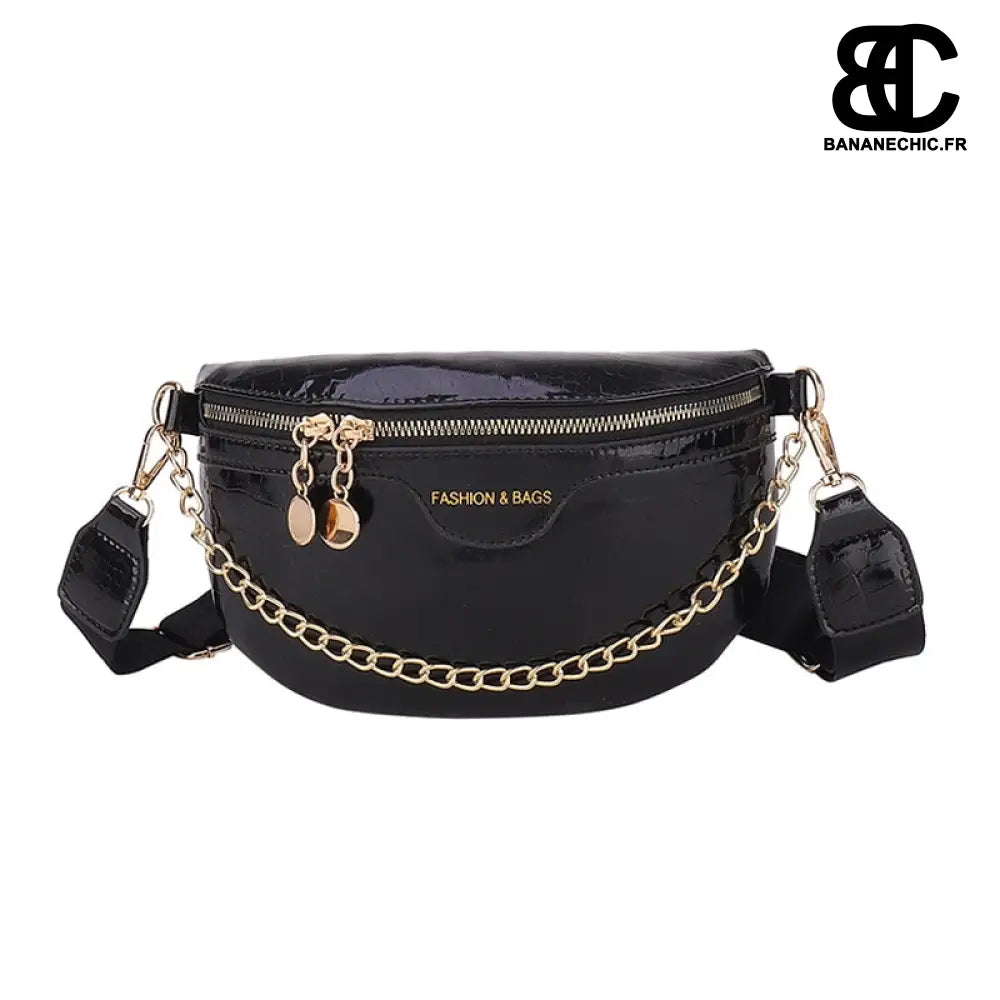 Sac banane brillant argenté fashion - Noir - Banane - Banane