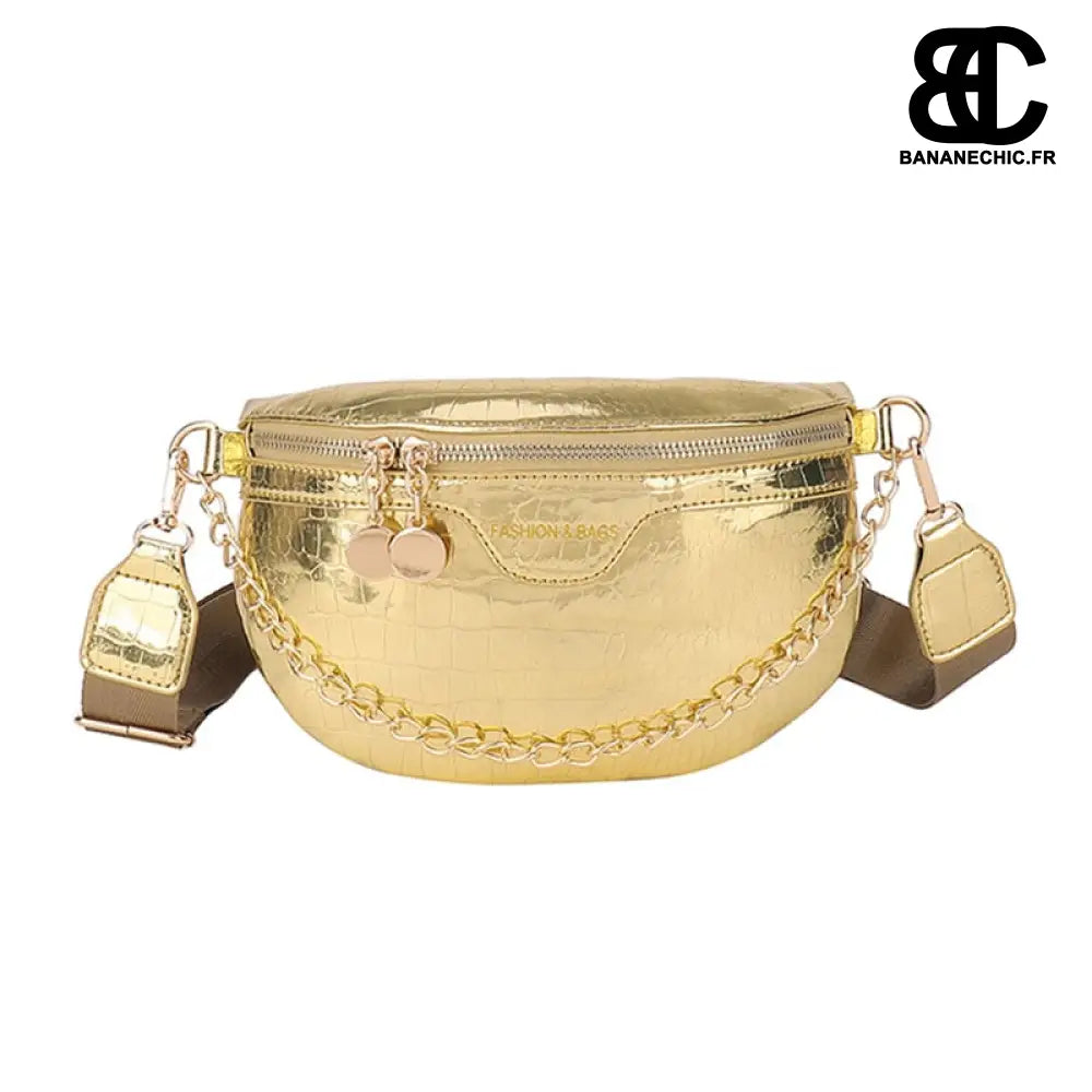 Sac banane brillant argenté fashion - Doré - Banane - Banane