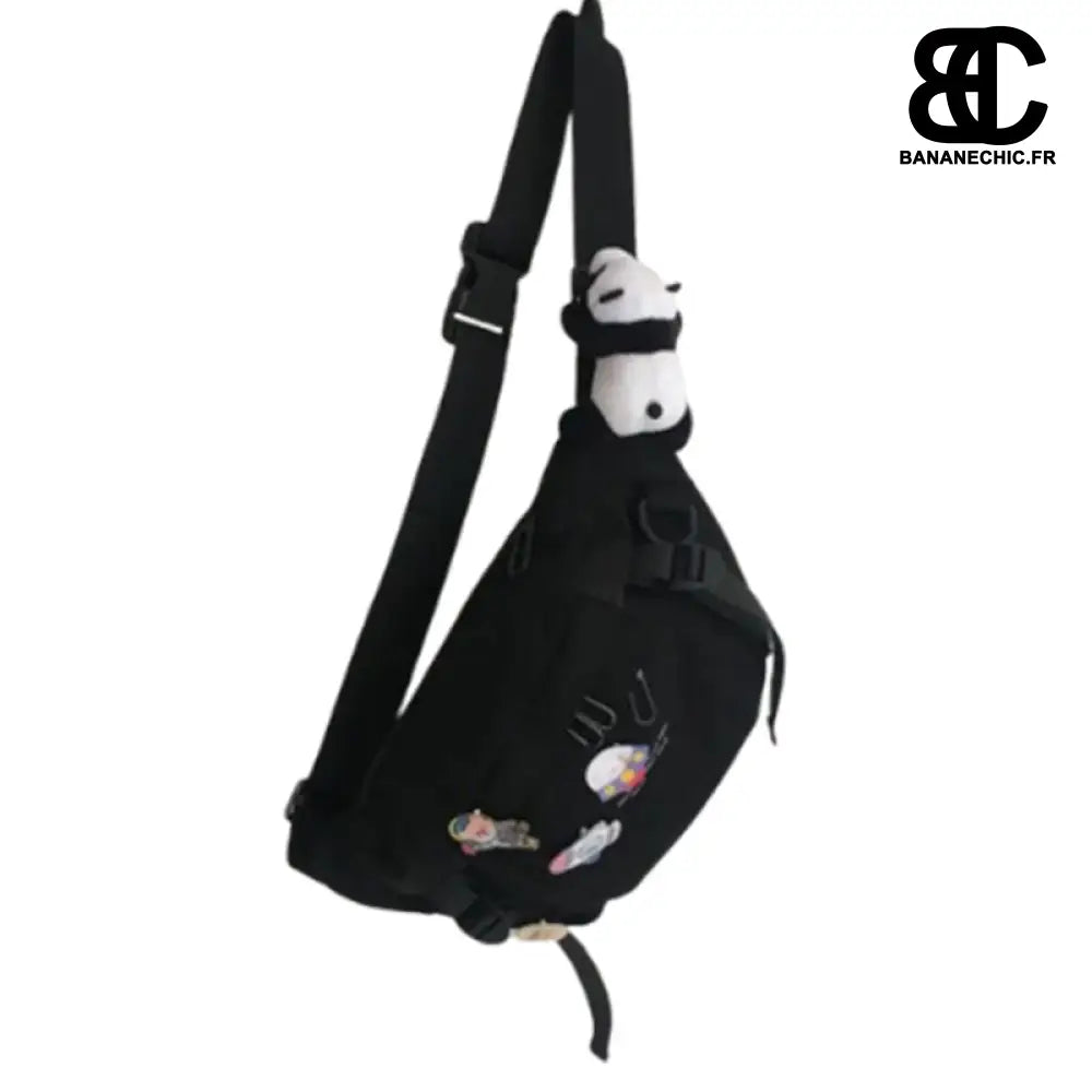 Sac banane collégien Harajuku rose fluo - Noir - banane -