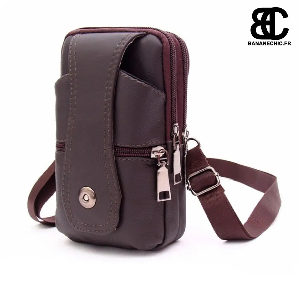 Sac banane cuir chic homme - Bordeaux - Banane - Banane Chic