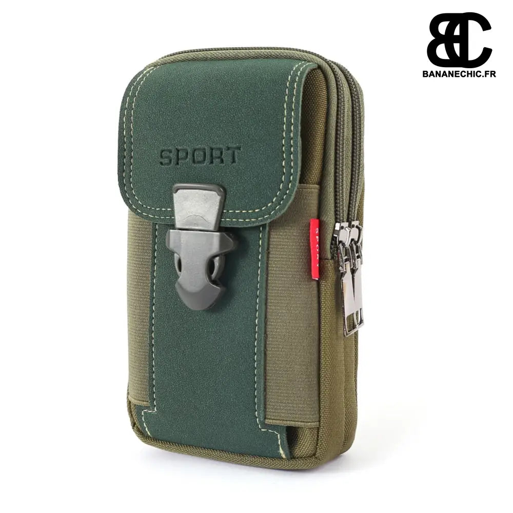 Sac banane cuir discret comp. multifonctions - Vert - Banane