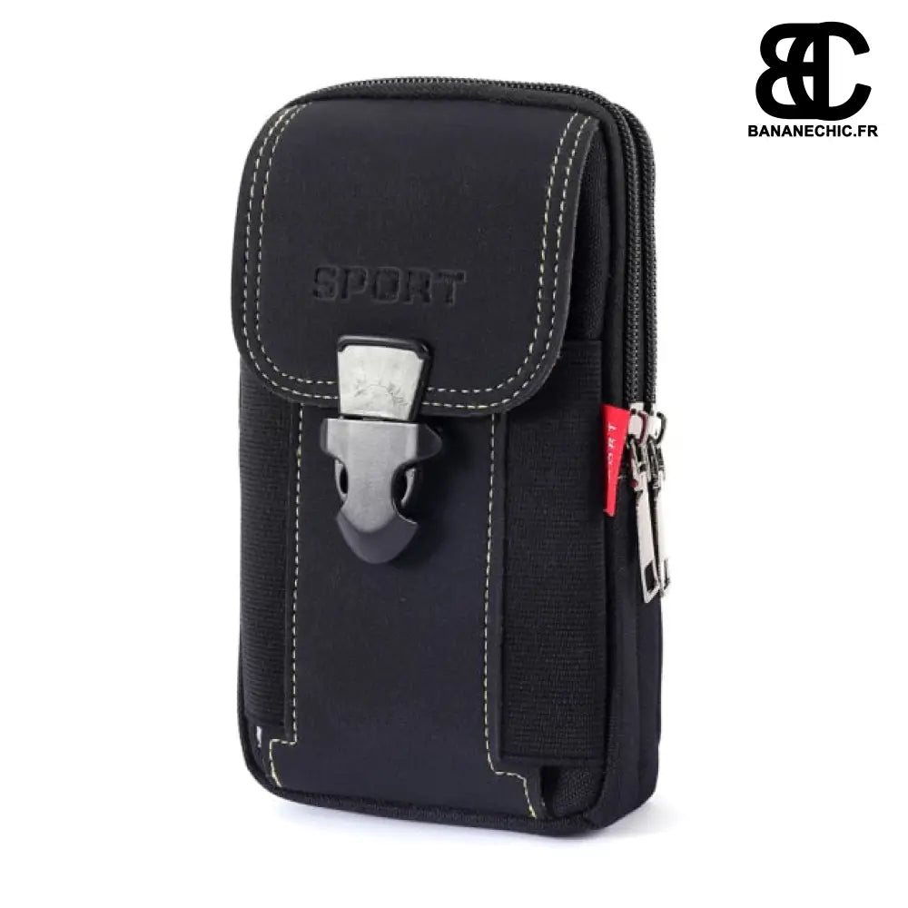 Sac banane cuir discret comp. multifonctions - Noir - Banane