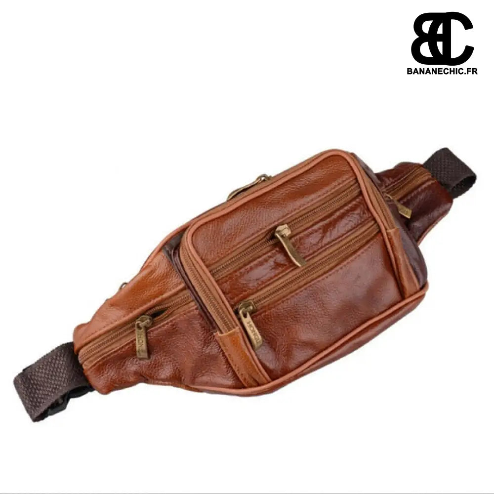 Sac banane cuir homme - Marron clair - Banane - Banane Chic