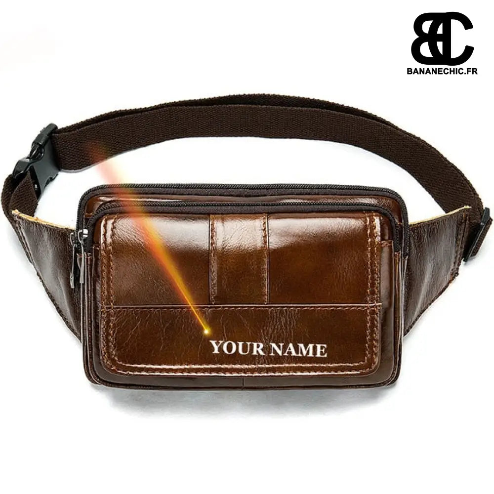 Sac banane cuir homme chic - Marron - banane - Banane Chic ™