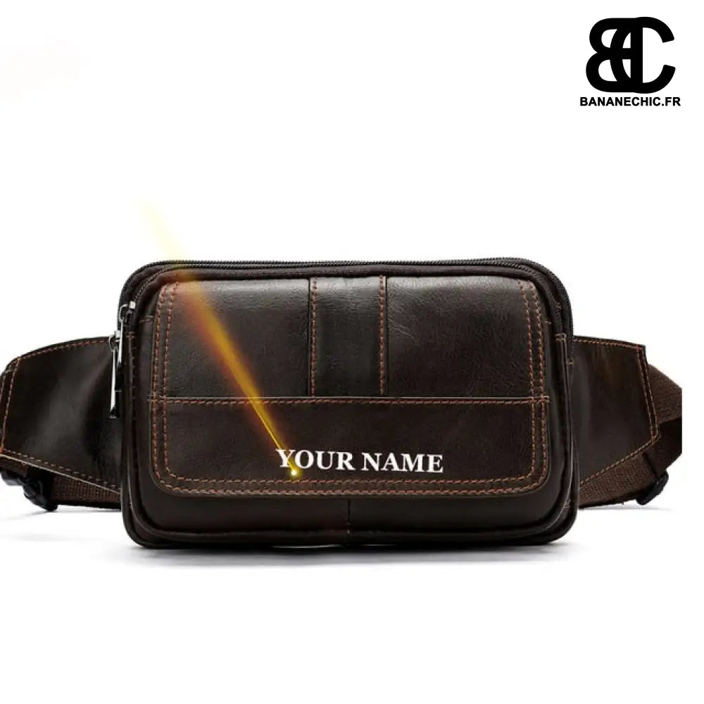 Sac banane cuir homme chic - Marron foncé - banane - Banane