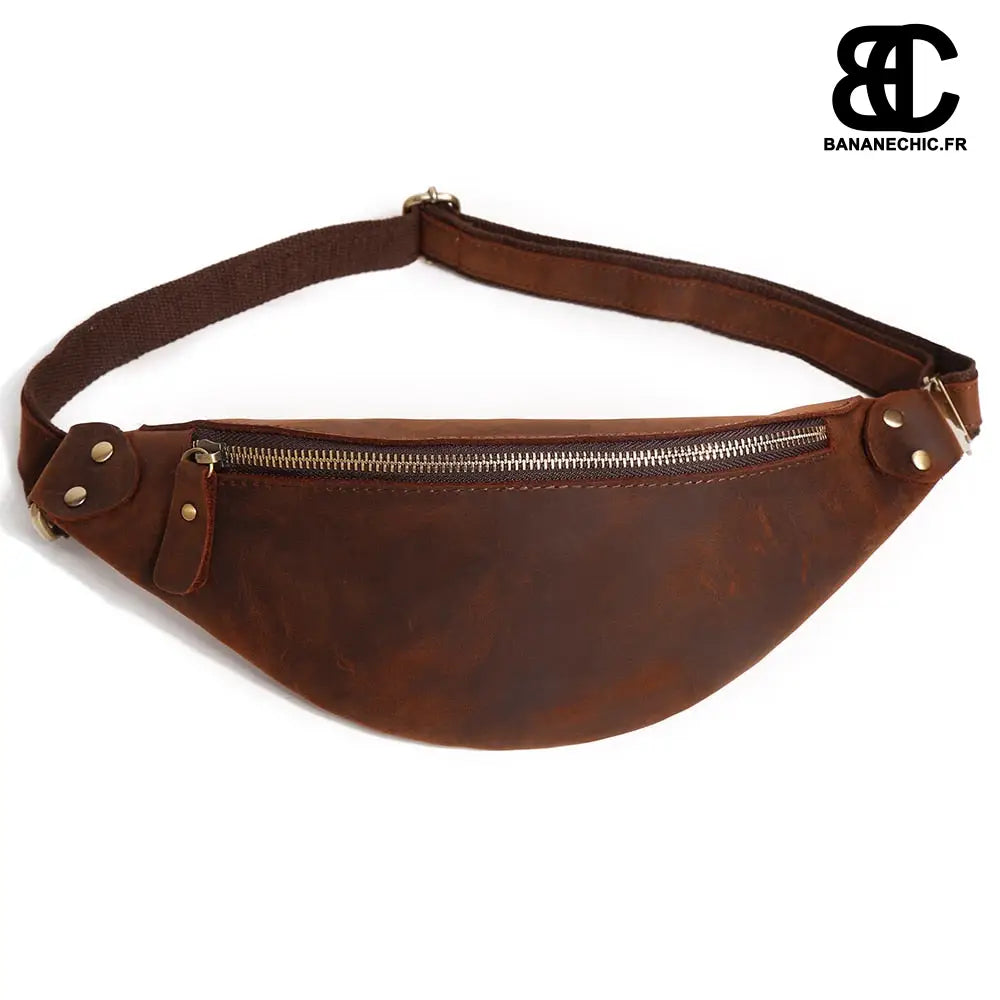 Sac banane cuir homme tendance - Café - Banane - Banane Chic