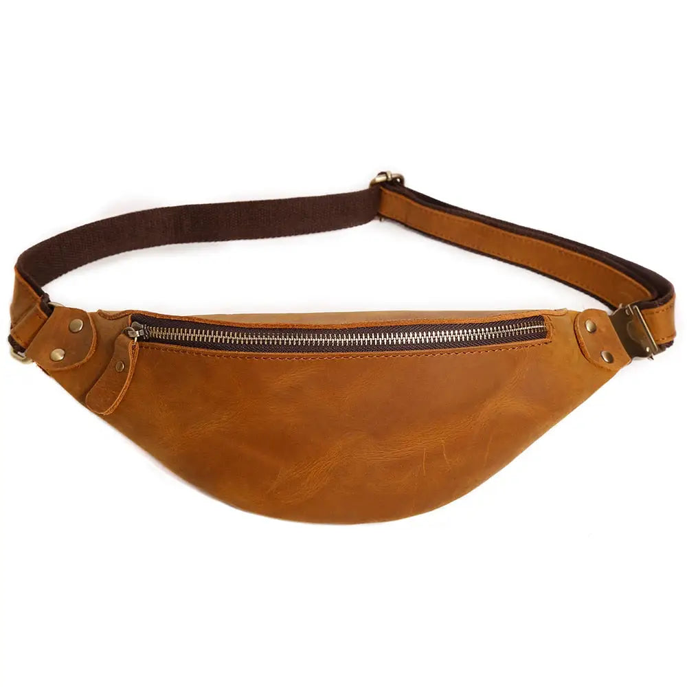 Sac banane cuir homme tendance - Marron - Banane - Banane