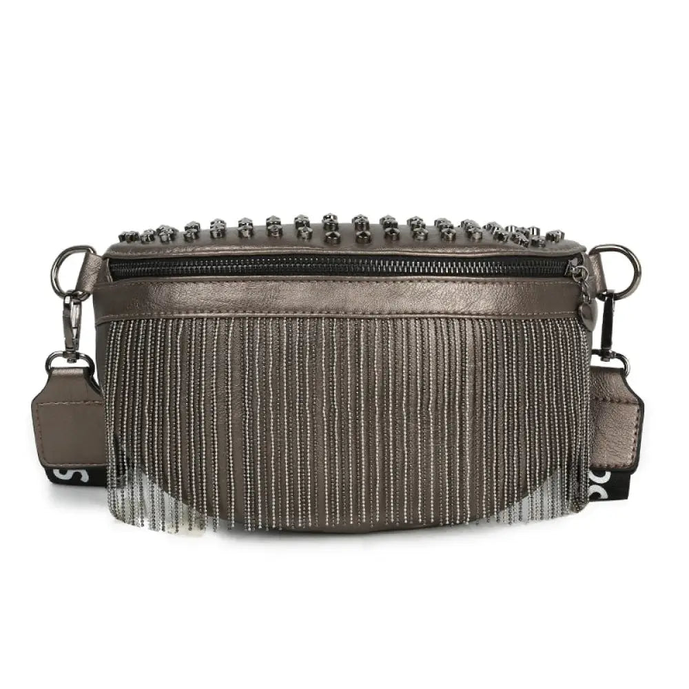 Sac banane cuir luxe pompon - Champagne - banane - Banane