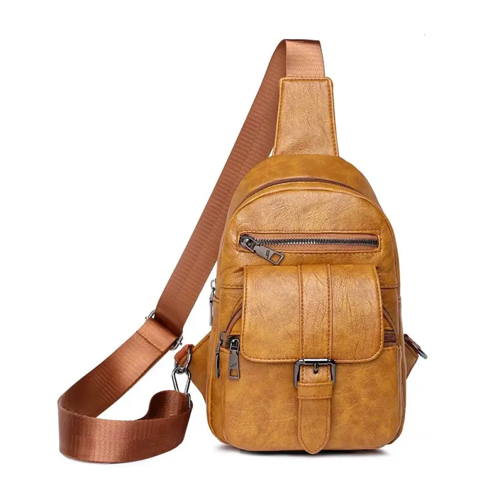 Sac banane cuir marron clair - Marron - banane - Banane Chic