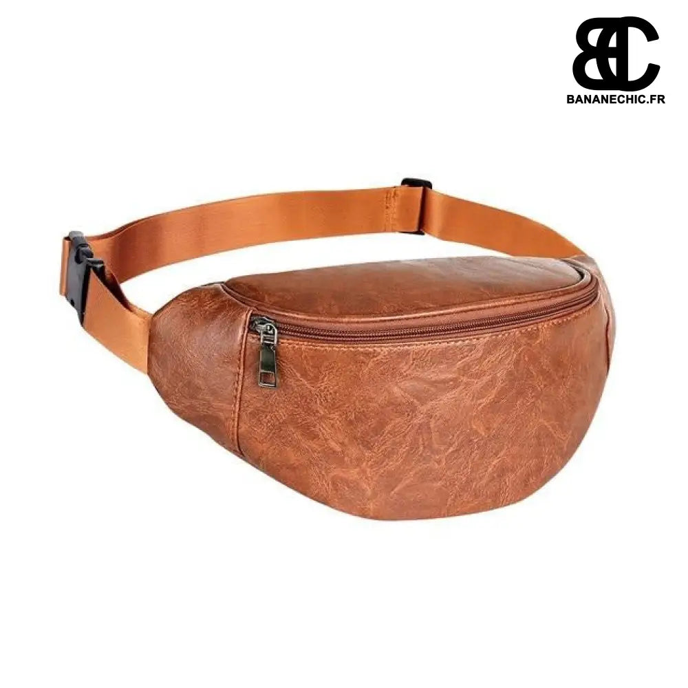 Sac banane cuir marron femme - Marron - Banane - Banane Chic