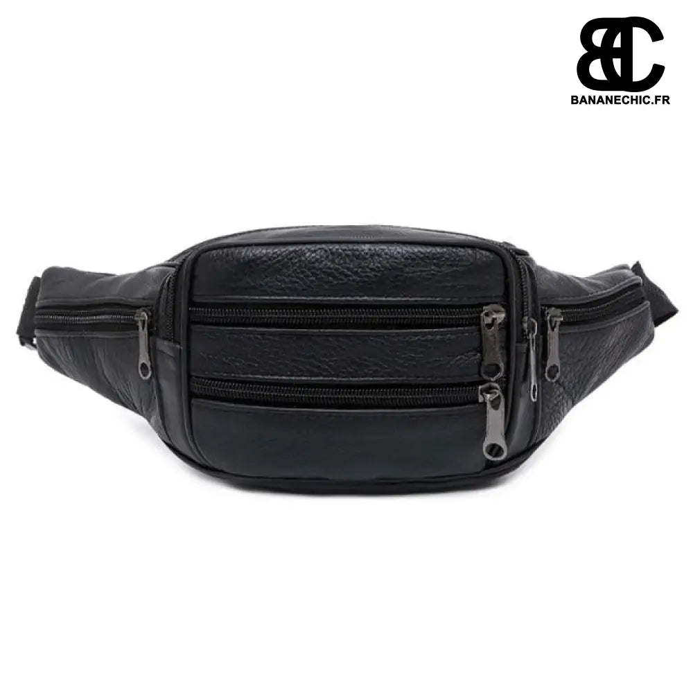 Sac banane cuir marron vintage - Noir - Banane - Banane Chic