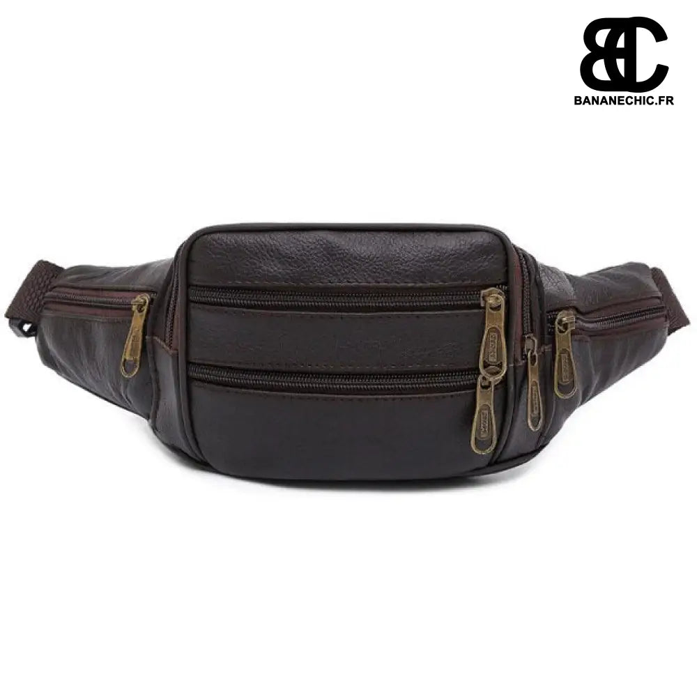 Sac banane cuir marron vintage - Cafe - Banane - Banane Chic