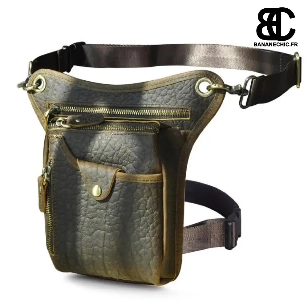 Sac banane cuir moto marron sport - Camouflage - Banane -