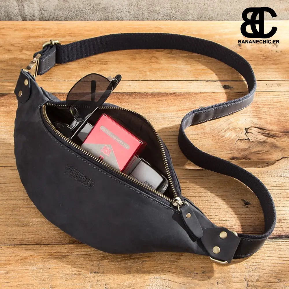 Sac Banane Cuir Noir - Sac Banane - Banane Chic ™