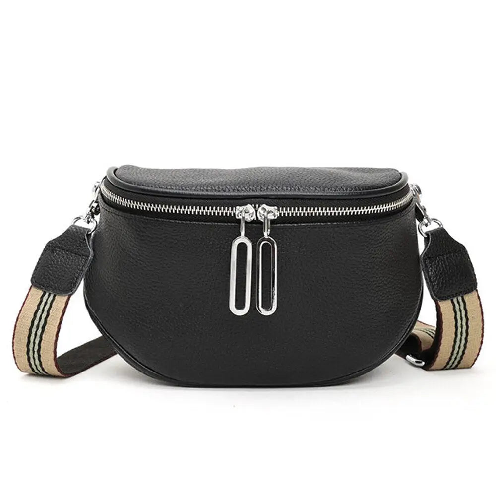 Sac Banane Bandoulière Femme Noir En Faux Cuir - Taille Moyenne, Occasion
