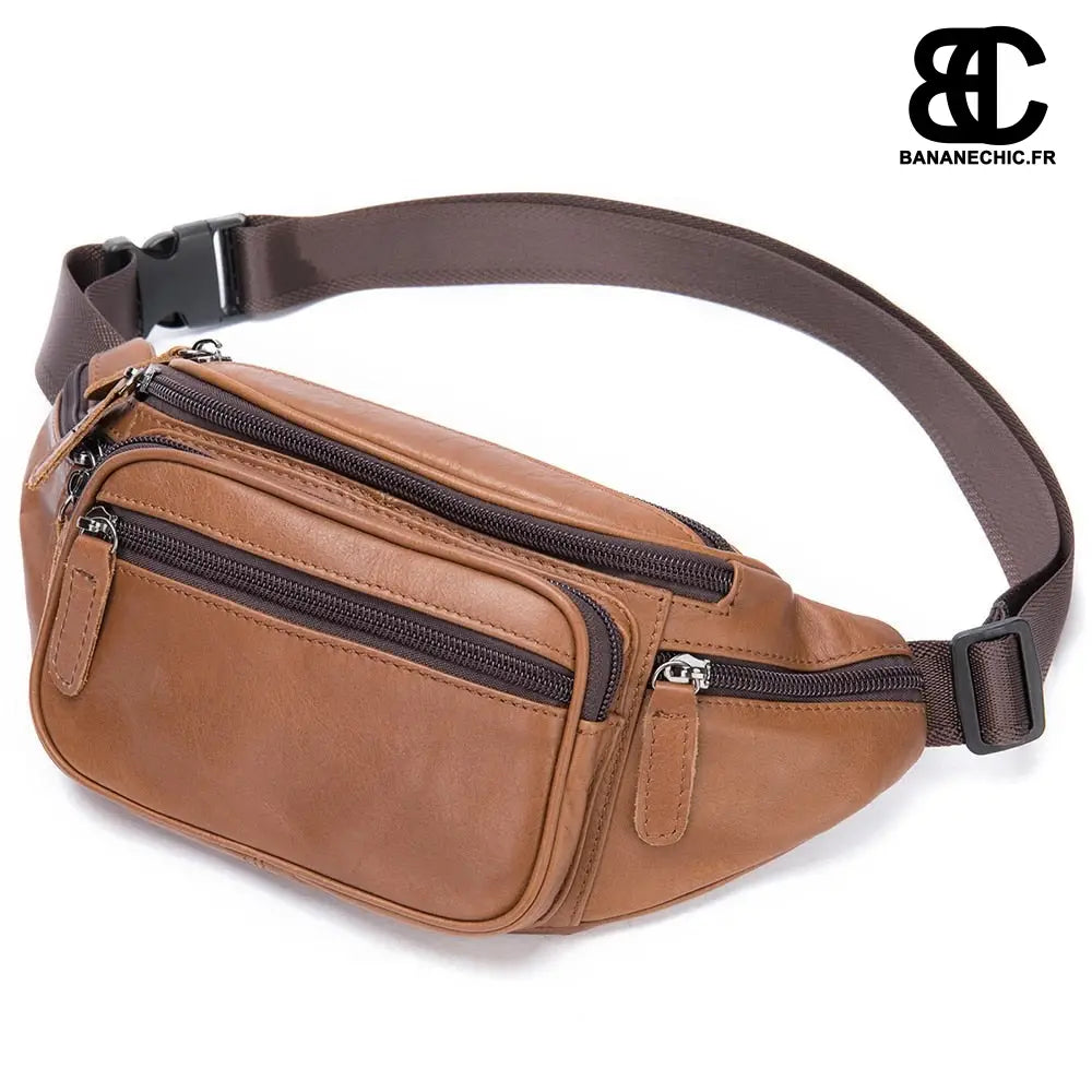 Sac banane cuir noir femme - Marron - Banane - Banane Chic ™