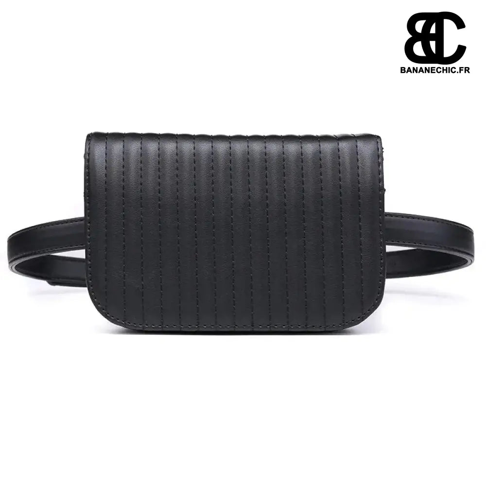 Sac banane cuir noir pochette femme - 1 - Banane - Banane