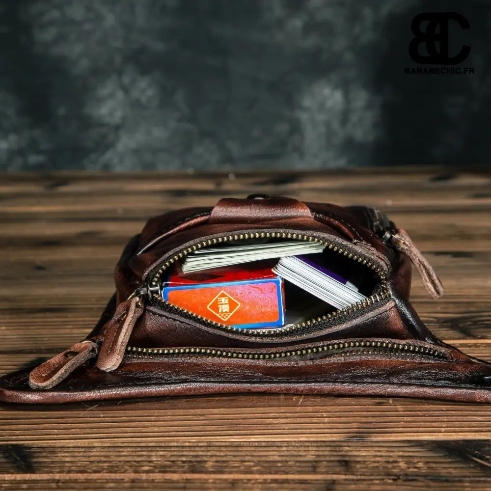 Sac banane cuir orange sport moto vélo - Banane - Banane