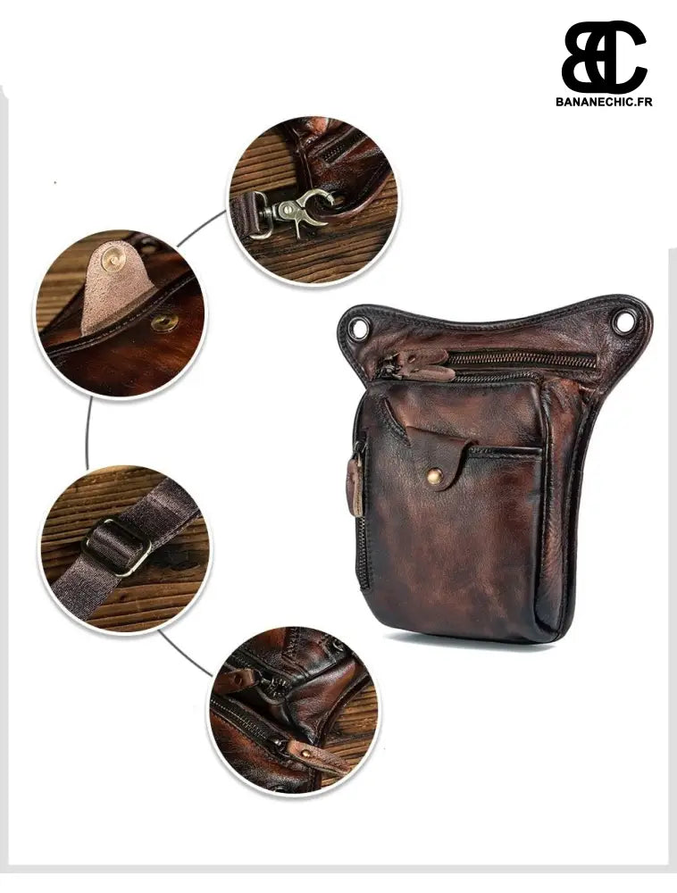 Sac banane cuir orange sport moto vélo - Banane - Banane