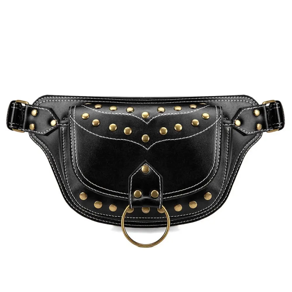 Sac banane cuir rivets noir femme - Banane - Banane Chic ™