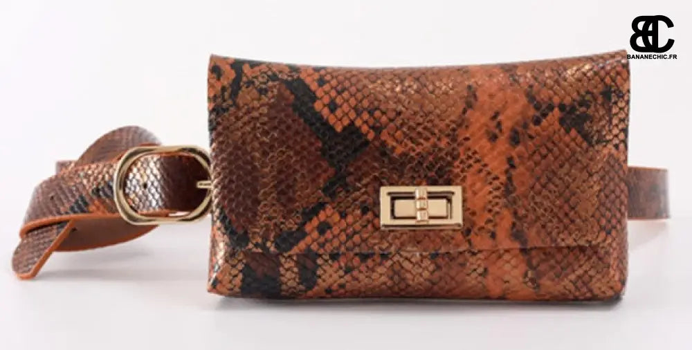 Sac banane cuir vintage imprimé - Marron - Banane - Banane