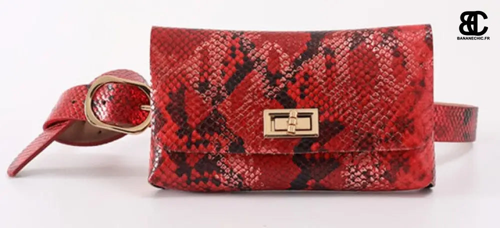 Sac banane cuir vintage imprimé - Rouge - Banane - Banane