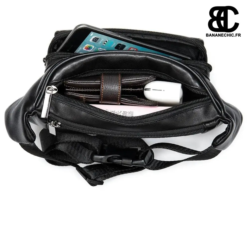 Sac banane en cuir noir - Banane - Banane Chic ™