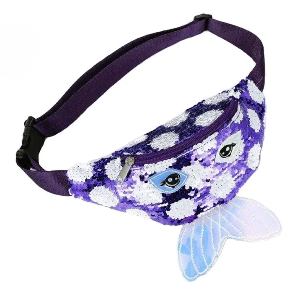 Sac banane enfant paillette violette sirène - Violet -