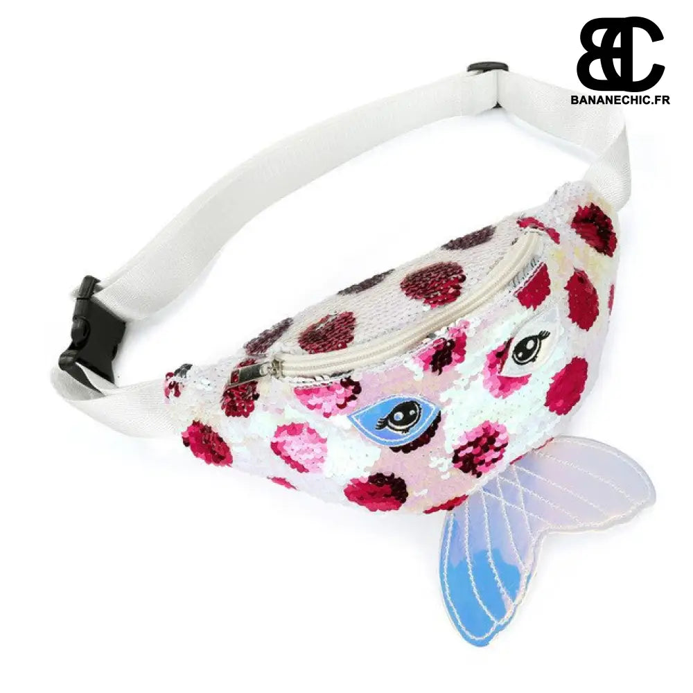 Sac banane enfant paillette violette sirène - Blanc - Banane