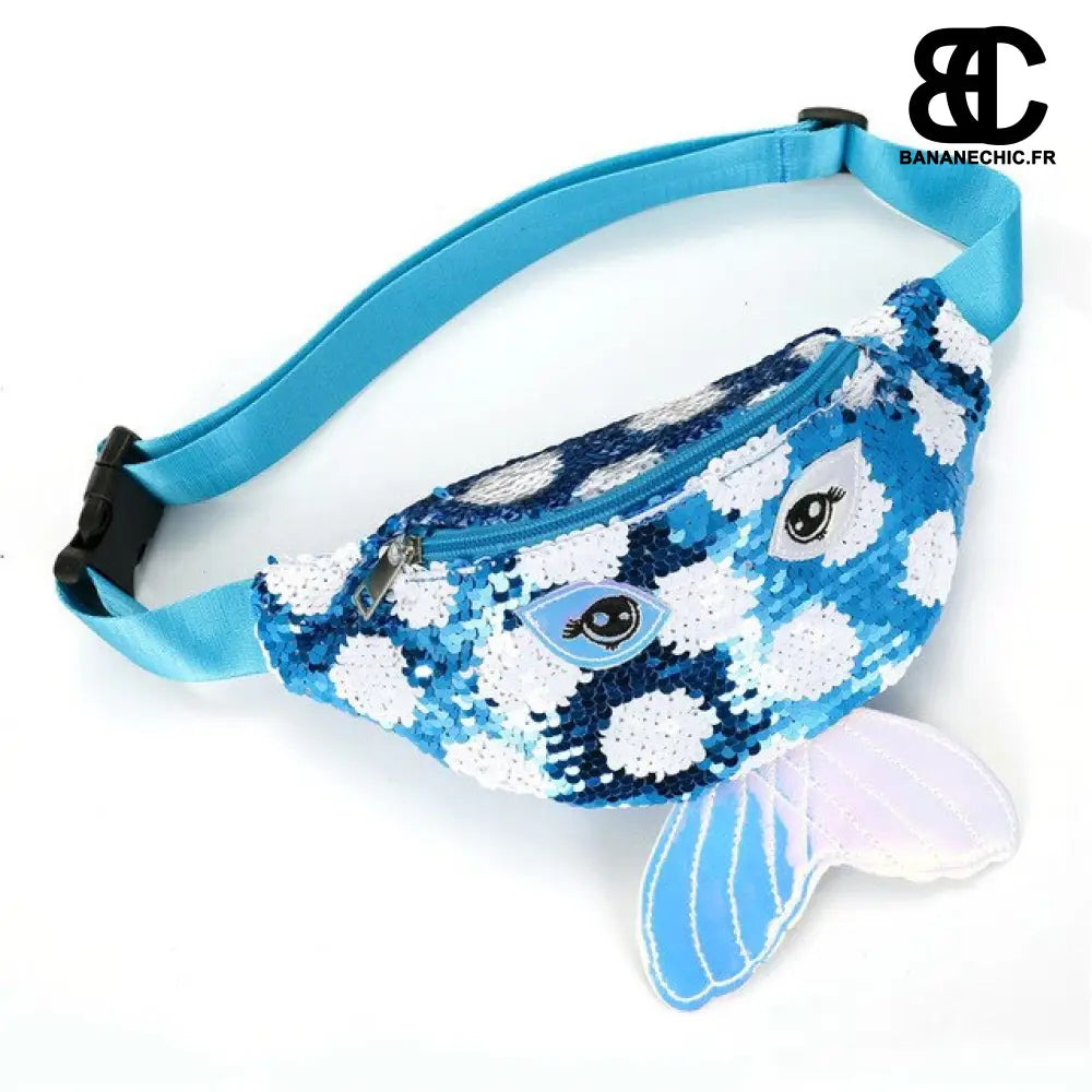Sac banane enfant rose sirène paillette - Bleu - Banane -