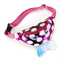 Sac banane enfant rose sirène paillette