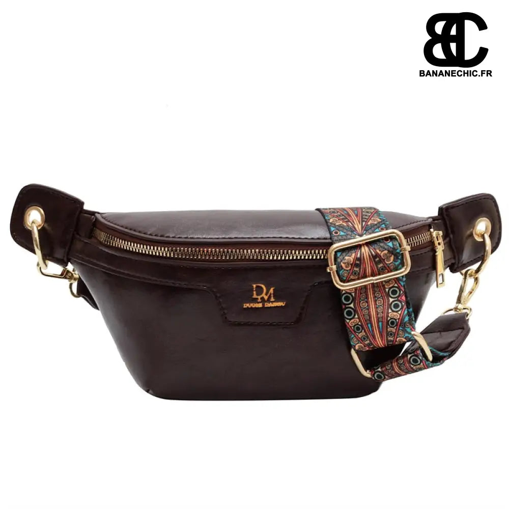 Sac banane femme cuir chic vintage - café - banane - Banane