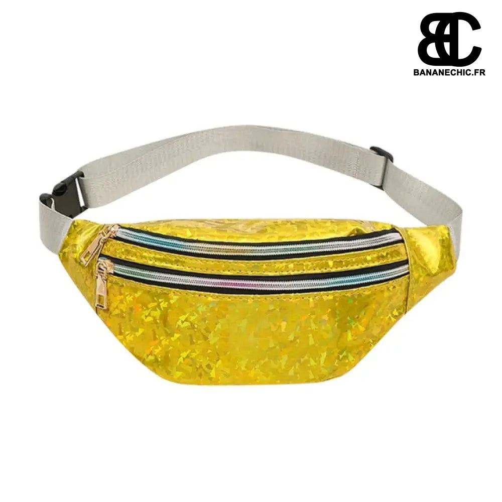 Sac banane femme holographique fashion - Jaune - Banane -