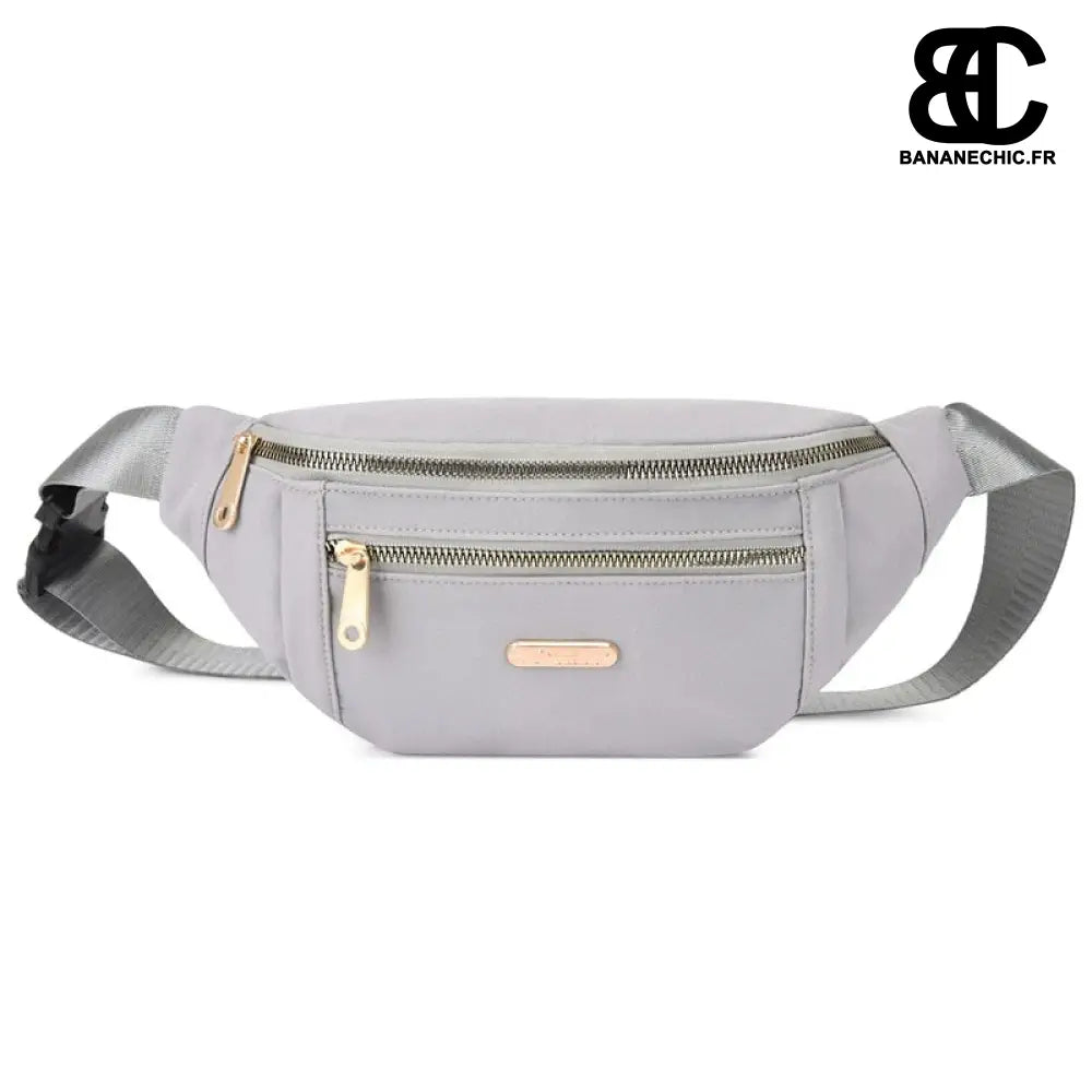 Sac banane femme Oxford 3 poches - Gris - Banane - Banane