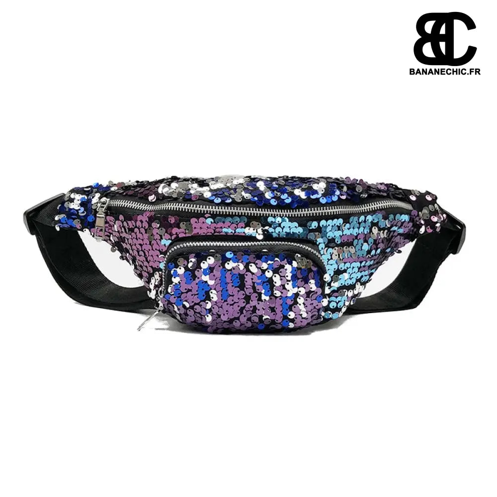 Sac banane femme paillettes noir - Bleu - banane - Banane